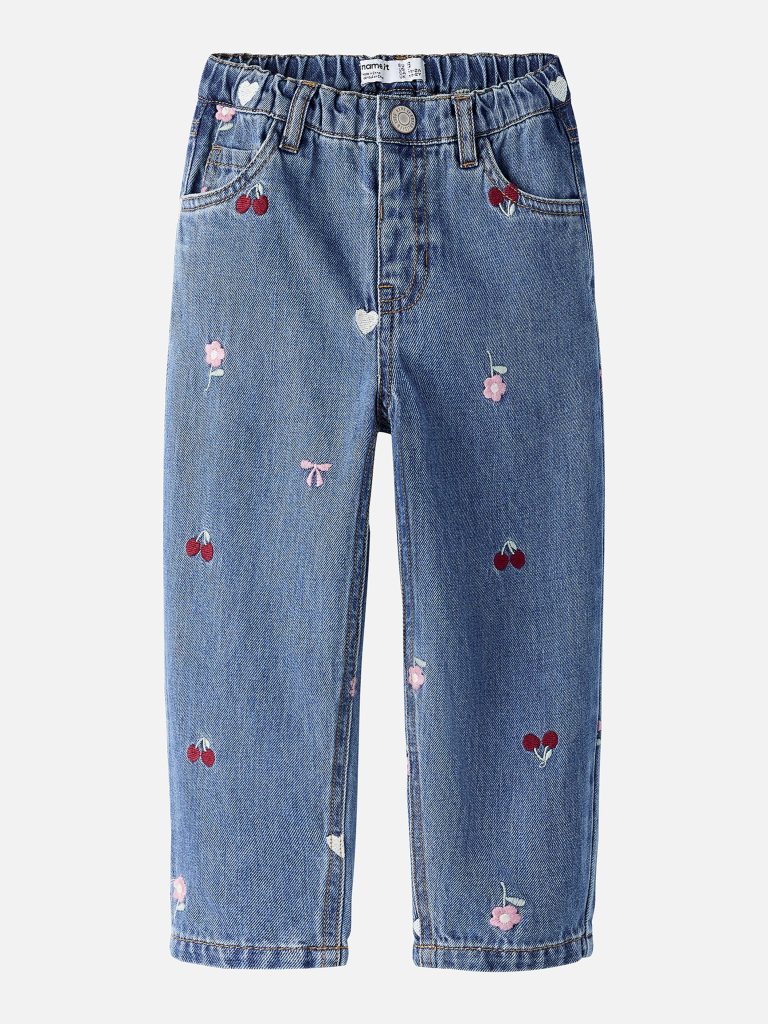 NMFBELLA BARREL EMB JEANS MED BLUE DENIM