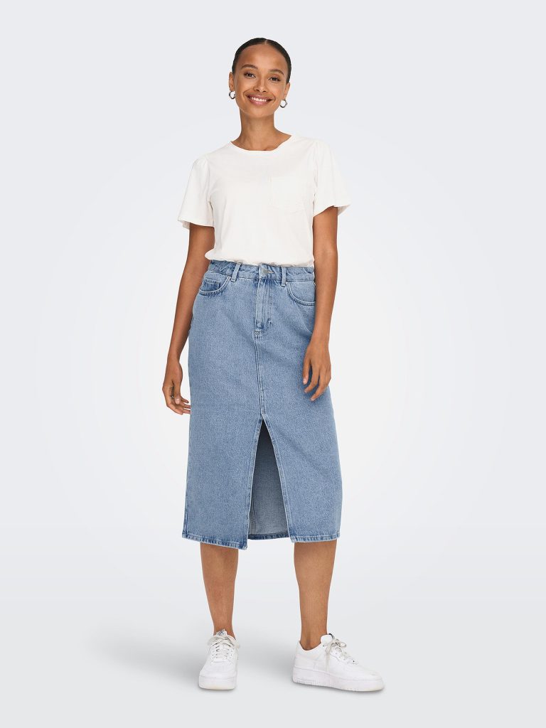 ONLBIANCA MIDI SKIRT REA LIGHT BLUE DENIM