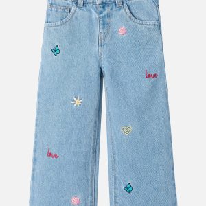 NMFROSE WIDE EMB JEANS LIGHT BLUE DENIM MULTI – Image 1