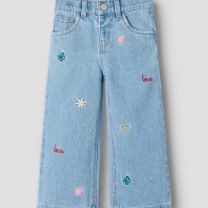NMFROSE WIDE EMB JEANS LIGHT BLUE DENIM MULTI – Image 4