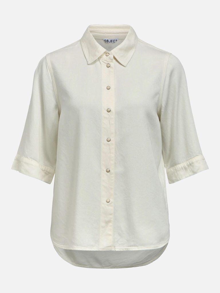 OBJFRAME 24 RE DENIM TOP CLOUD DANCER