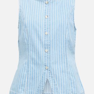 OBJSANNI SL RE DENIM WAISTCOAT LIGHT BLUE DENIM – Image 1