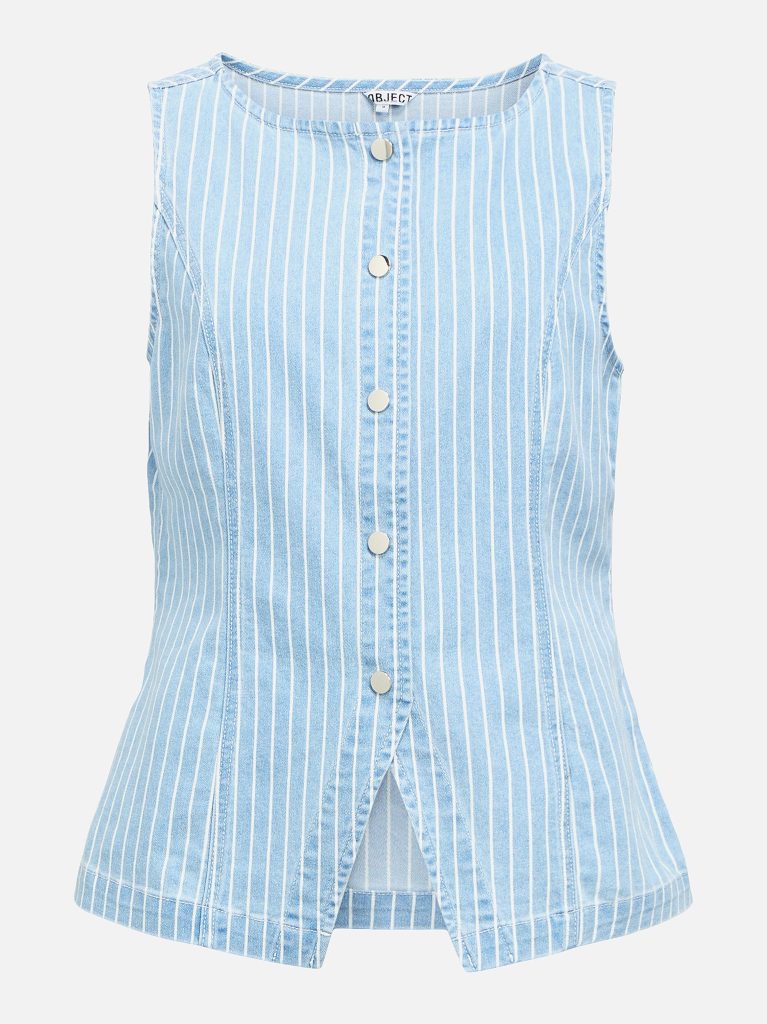 OBJSANNI SL RE DENIM WAISTCOAT LIGHT BLUE DENIM