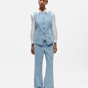 OBJSANNI SL RE DENIM WAISTCOAT LIGHT BLUE DENIM – Image 4