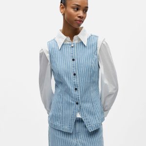 OBJSANNI SL RE DENIM WAISTCOAT LIGHT BLUE DENIM – Image 5
