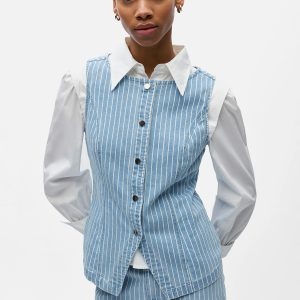 OBJSANNI SL RE DENIM WAISTCOAT LIGHT BLUE DENIM – Image 6