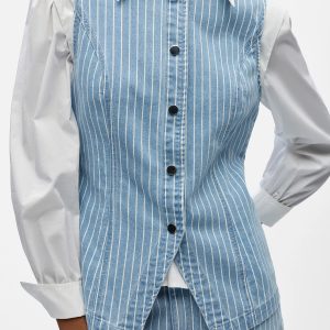 OBJSANNI SL RE DENIM WAISTCOAT LIGHT BLUE DENIM – Image 7