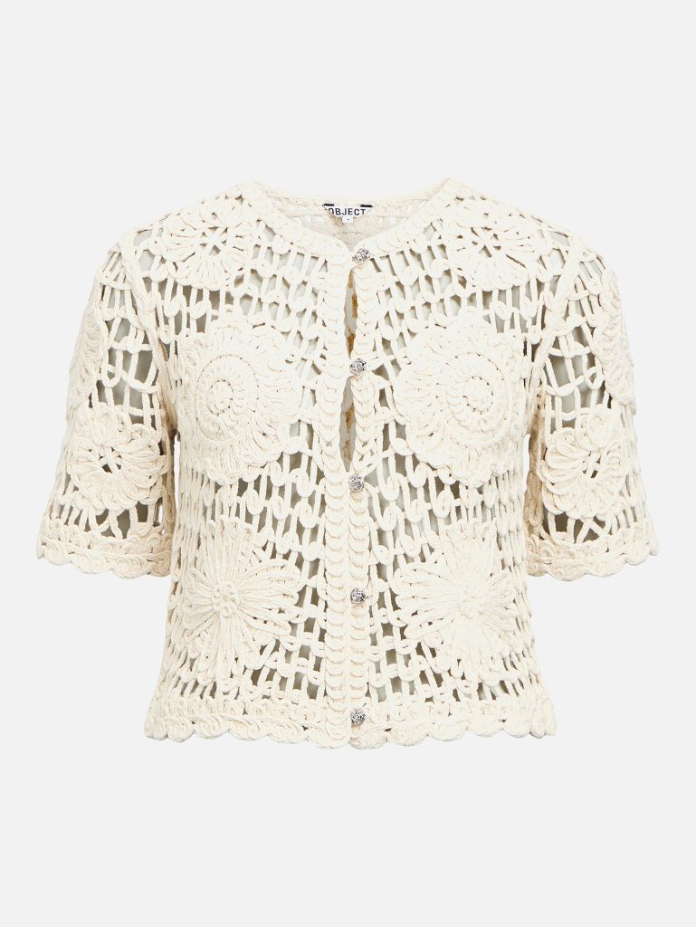 OBJMINGA RE SS KNIT CARDIGAN BIRCH BROWN