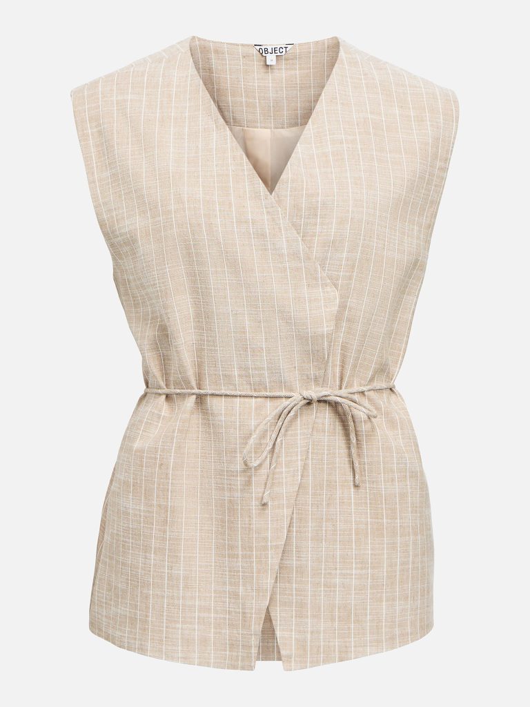 OBJPAULA YUI LO WAISTCOAT CROCKERY CLOUD DANCER