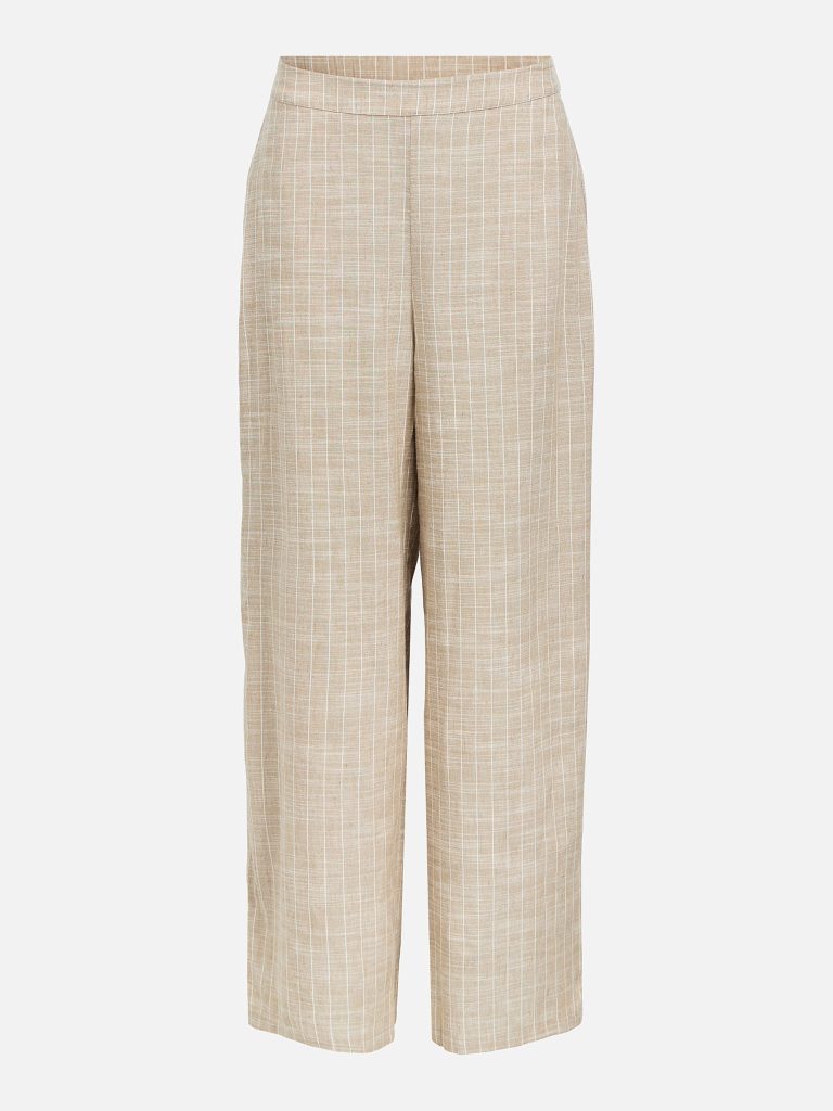 OBJPAULA YUI HW WIDE PANTS CROCKERY CLOUD DANCER