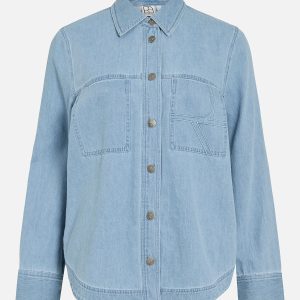 ROUFRANCIE MAE LS OVERSIZED SHIRT LIGHT BLUE – Image 1
