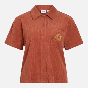 VIFROTTE EMB SS SHIRT BURNT BRICK GOLD – Image 1