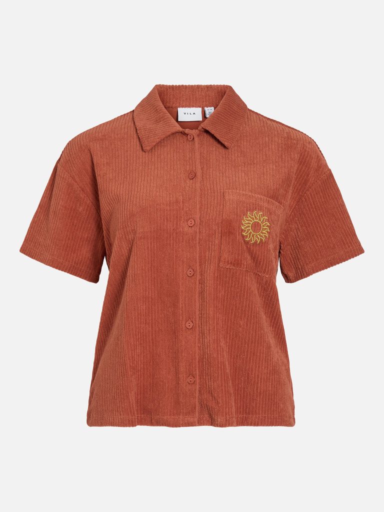 VIFROTTE EMB SS SHIRT BURNT BRICK GOLD