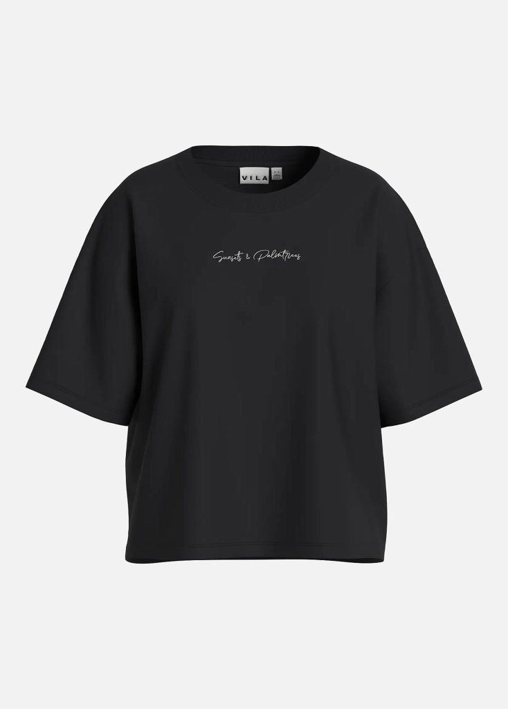 VIRUBIE ONECK SS OVERSIZE PALM TSHIRT BLACK