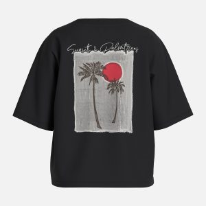 VIRUBIE ONECK SS OVERSIZE PALM TSHIRT BLACK – Image 2