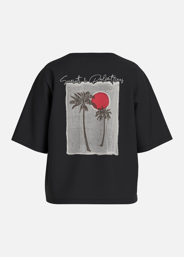 VIRUBIE ONECK SS OVERSIZE PALM TSHIRT BLACK