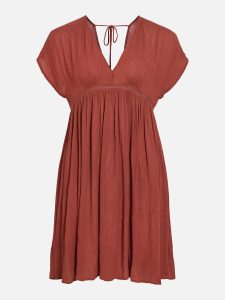 VIDAISILINES VNECK SHORT DRESS BURNT BRICK