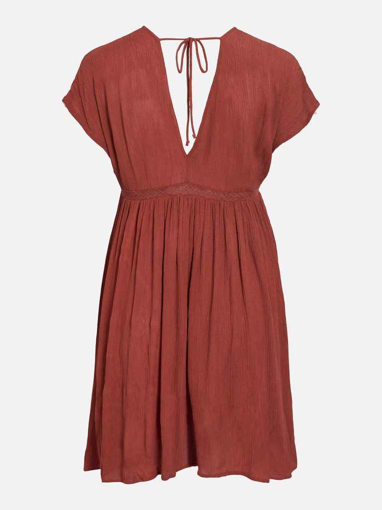 VIDAISILINES VNECK SHORT DRESS BURNT BRICK