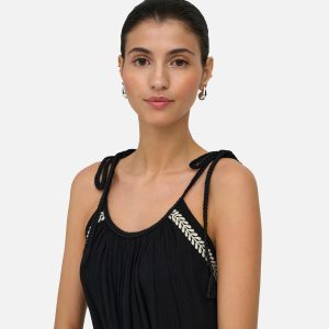 JDYLIVA LIFE STRAP MAXI DRESS BLACK WHITE EMB - Image 3