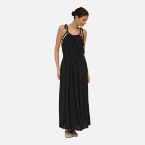 JDYLIVA LIFE STRAP MAXI DRESS BLACK WHITE EMB - Image 4
