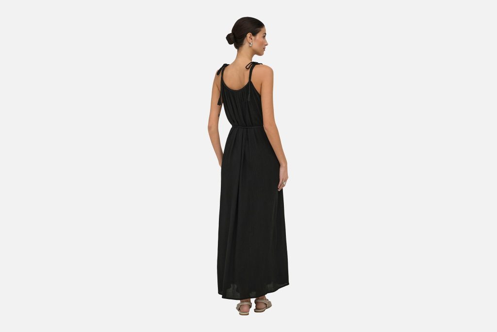 JDYLIVA LIFE STRAP MAXI DRESS BLACK WHITE EMB