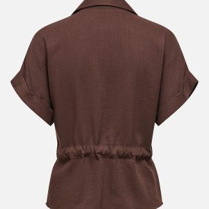 JDYMILLE SS ZIP SHIRT WVN CHICORY COFFEE - Image 2