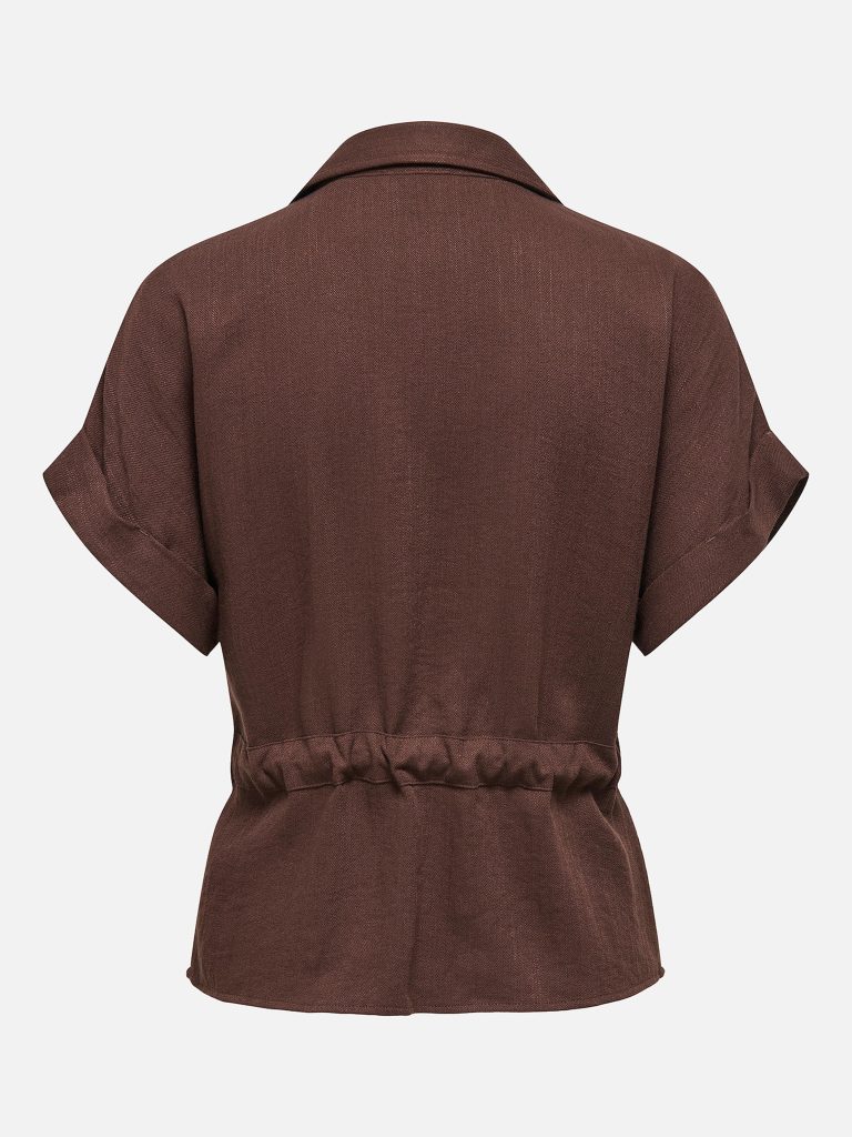 JDYMILLE SS ZIP SHIRT WVN CHICORY COFFEE