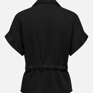 JDYMILLE SS ZIP SHIRT WVN  BLACK – Image 2