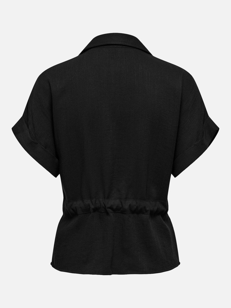JDYMILLE SS ZIP SHIRT WVN BLACK