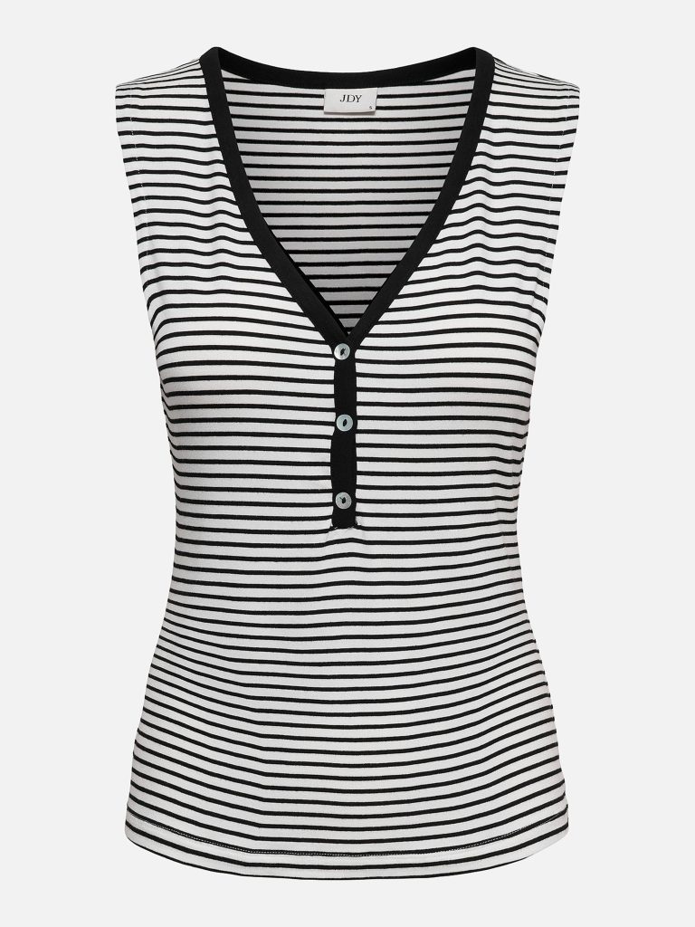 JDYSISSY SL PLACKET TOP CLOUD DANCER BLACK