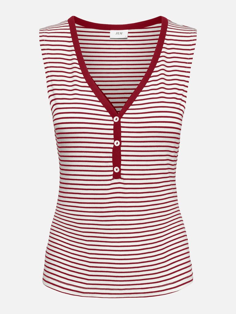 JDYSISSY SL PLACKET TOP CLOUD DANCER RHUBARB
