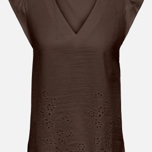 JDYYSTA LIFE SL BRODERI ANGL TOP CHICORY COFFEE – Image 1