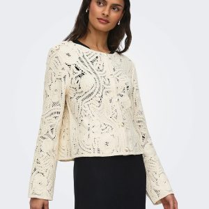 JDYZANKA LS CROCHET CARDIGAN CLOUD DANCER - Image 4