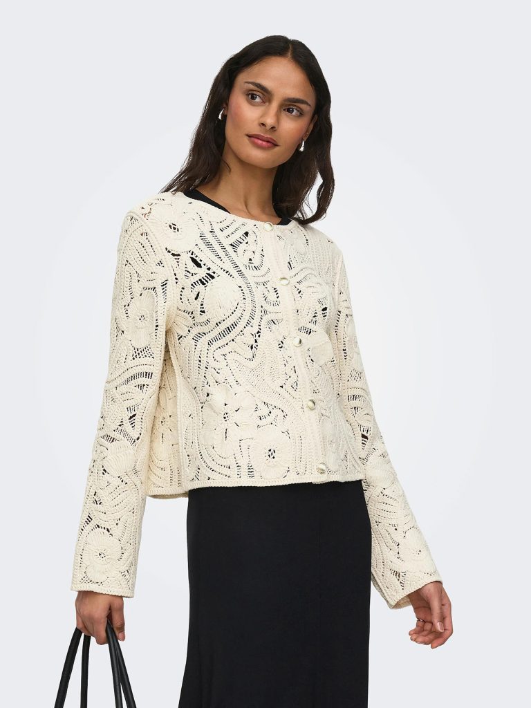 JDYZANKA LS CROCHET CARDIGAN CLOUD DANCER