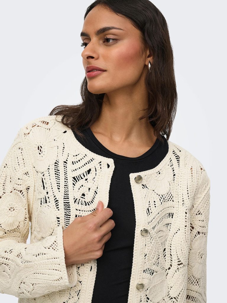 JDYZANKA LS CROCHET CARDIGAN CLOUD DANCER