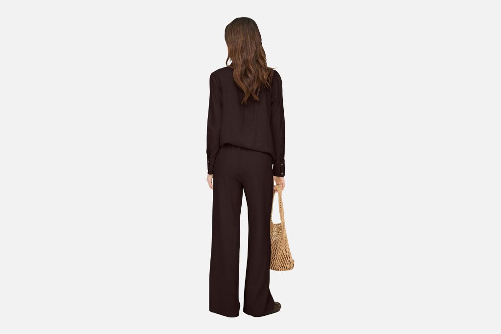 JDYSAY HW LINEN WIDE PANT CHOCOLATE