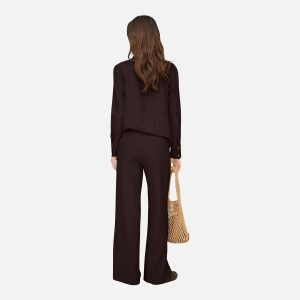 JDYSAY HW LINEN WIDE PANT CHOCOLATE - Image 4