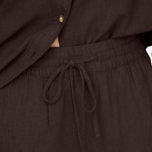 JDYSAY HW LINEN WIDE PANT CHOCOLATE - Image 5