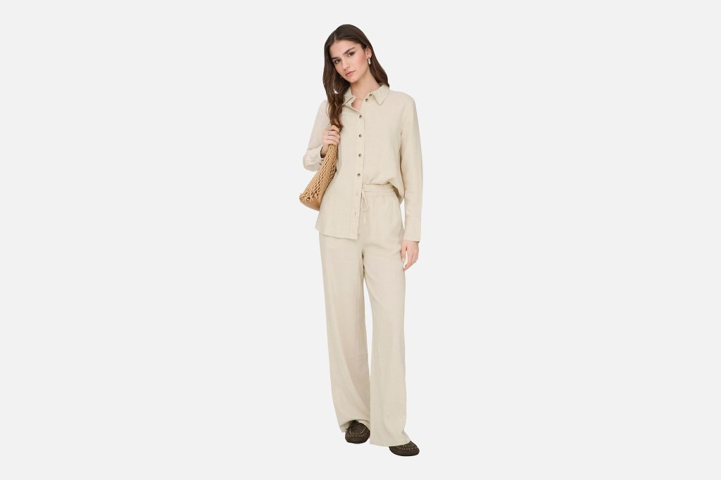 JDYSAY HW LINEN WIDE PANT WVN OATMEAL L32