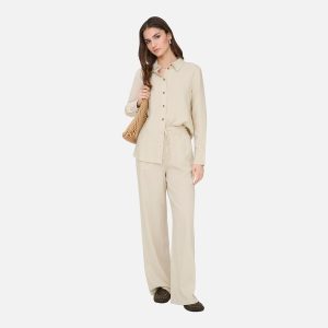 JDYSAY HW LINEN WIDE PANT WVN OATMEAL L32 – Image 3