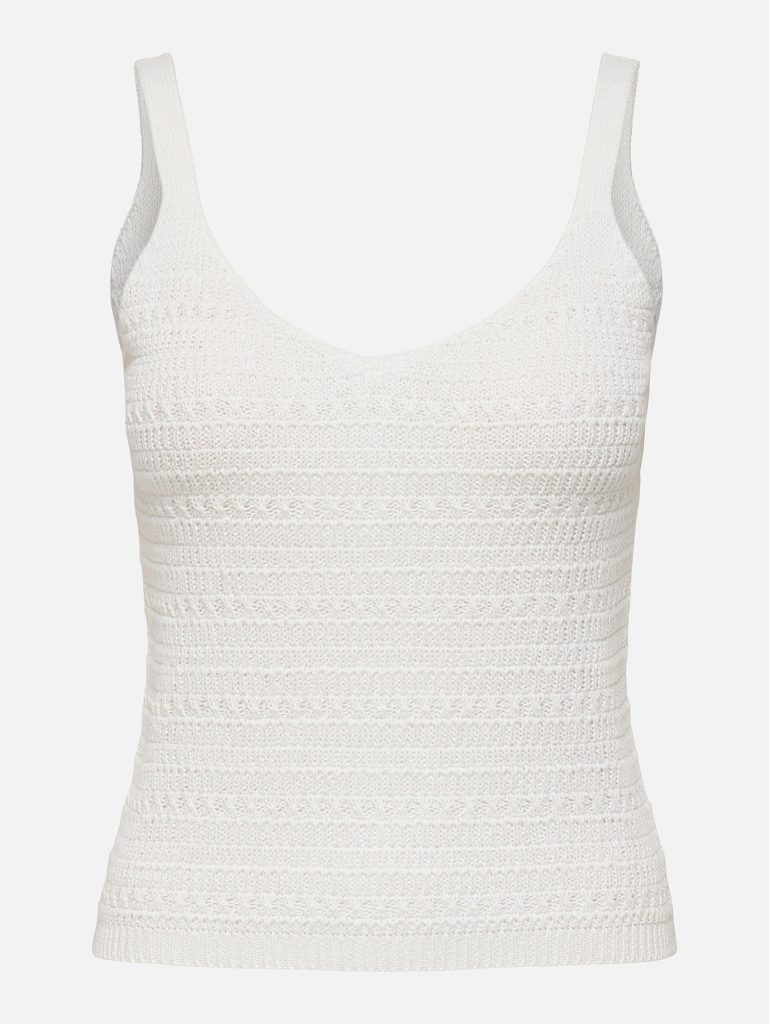 JDYTROPICA SL VNECK TOP KNT CLOUD DANCER