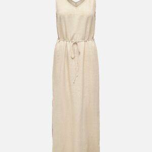 JDYSAY SL LINEN MAXI TIE DRESS OATMEAL – Image 1
