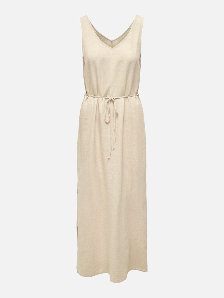 JDYSAY SL LINEN MAXI TIE DRESS OATMEAL