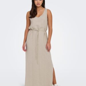 JDYSAY SL LINEN MAXI TIE DRESS OATMEAL – Image 3