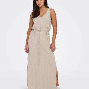 JDYSAY SL LINEN MAXI TIE DRESS OATMEAL – Image 4