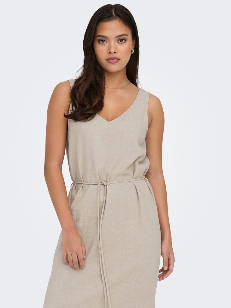 JDYSAY SL LINEN MAXI TIE DRESS OATMEAL