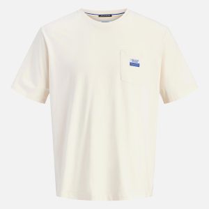 JORBAUMETTES TEE SS CREW ANTIQUE WHITE BLUE – Image 1