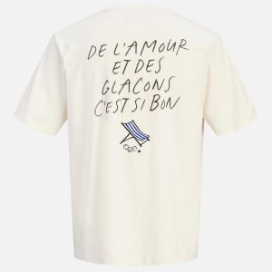 JORBAUMETTES TEE SS CREW ANTIQUE WHITE BLUE – Image 2