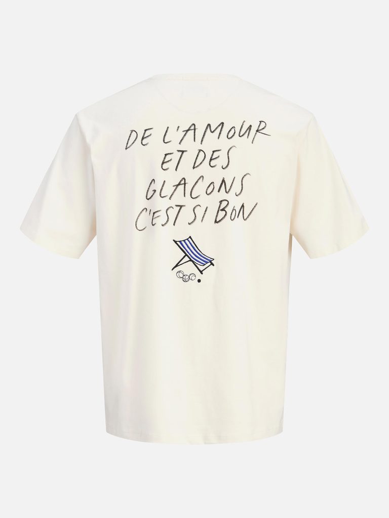 JORBAUMETTES TEE SS CREW ANTIQUE WHITE BLUE