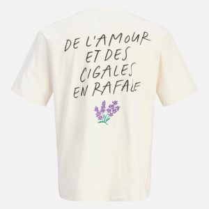 JORBAUMETTES TEE SS CREW ANTIQUE WHITE PURPLE – Image 2